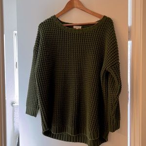 Knot Sisters Chunky Knit Dark Green Sweater